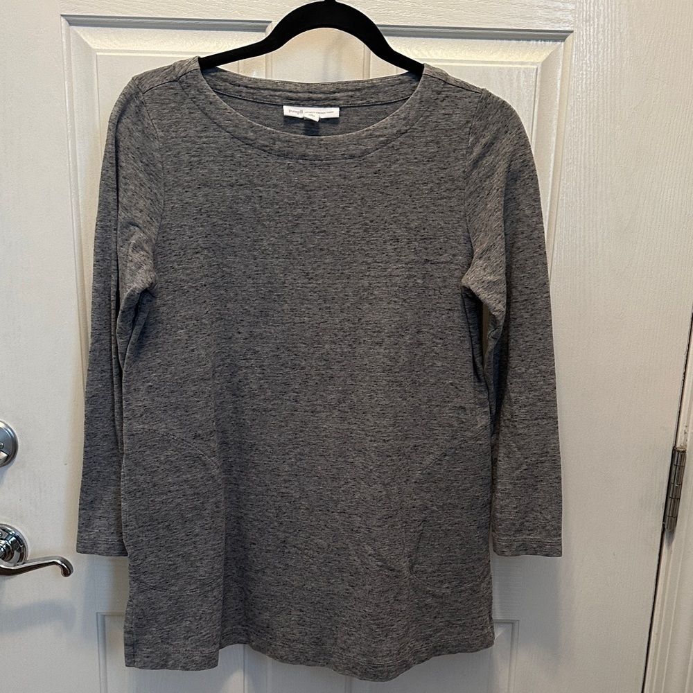 J. Jill Heather Gray Tunic Knit Top Affinity French Terry Size Small Petite